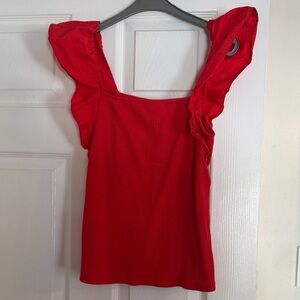 a new day Red Ruffled Tank Top